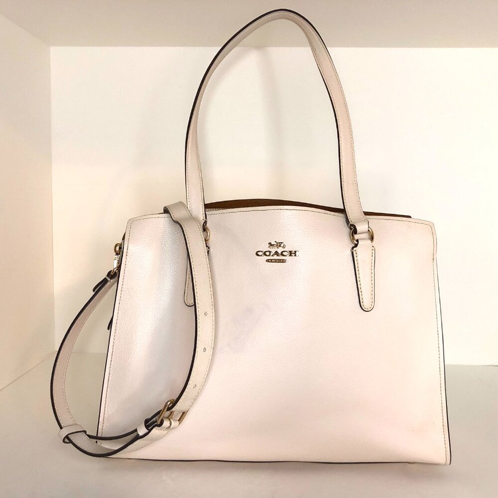 Coach Tatum Large Leather Carryall Tote Shoulder Bag Chalk (Cream) AUTHENTICATED - Picture 2 of 16